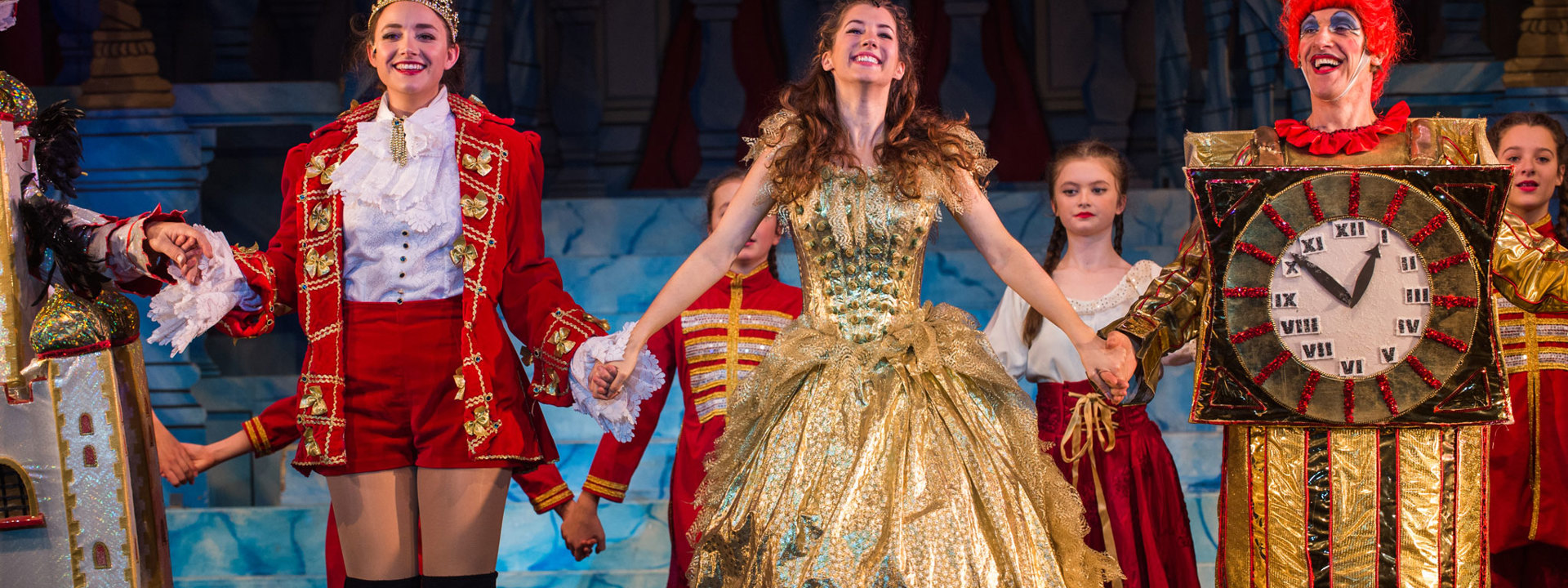 characters from the panto at The Roses Theatre signing - Jack Boskett